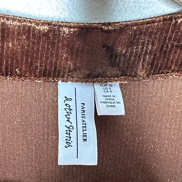 & OTHER STORIES Crushed Velvet Long Sleeve Wrap Midi Dress Brown Sz 0 {AA46} - Picture 5 of 6